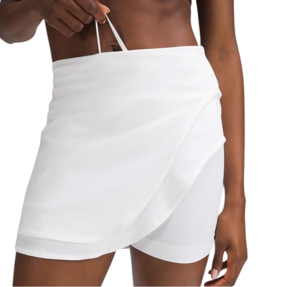 lululemon athletica Dresses & Skirts - Lululemon Asymmetrical Layered High-Rise White Tennis Skirt Skort Size 2